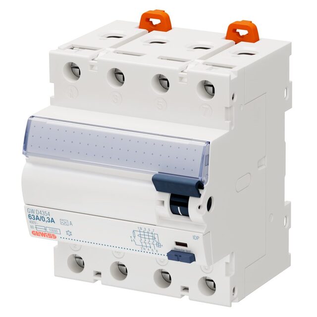 Jordfelsbrytare 4P 63A Typ A 300mA Vänster nolla 4M 