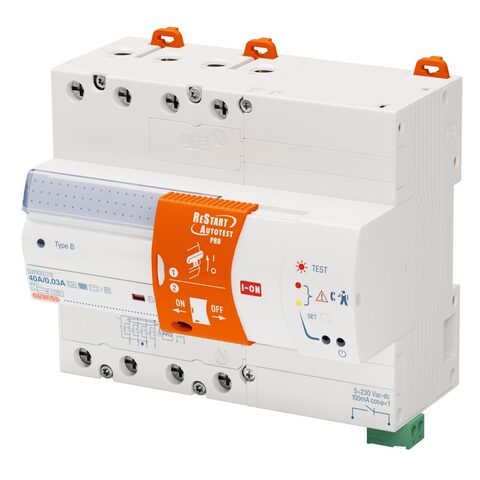 Jordfelsbrytare med ENDAST Autotest 4P 63A, Typ B[IR], 30mA, 7 Moduler