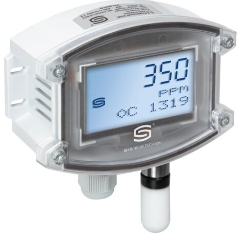 AFTM-CO2-AW LCD CO²/Temp/Fukt, 0–10 V/4–20 mA, multirran 