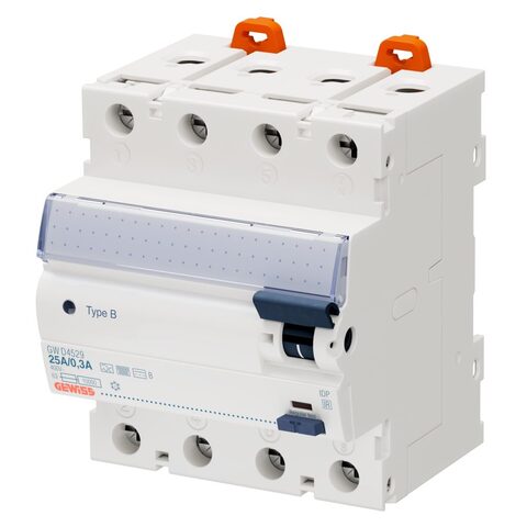 4-Polig Typ B 25A 300mA 4-poliga med N-anslutning till höger