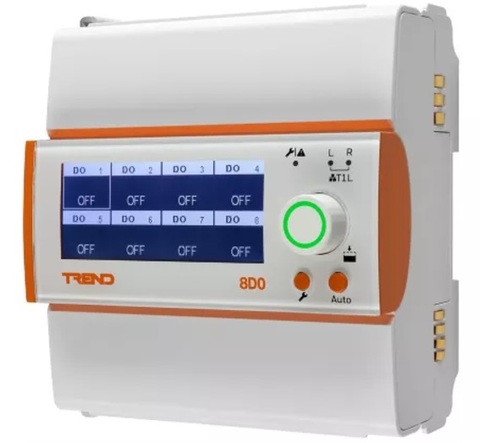 I/O Modul, 8 digitala rel&#228;utg&#229;ngar hand/auto styrningsdisplay