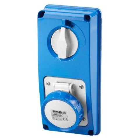 Vertikalt blockuttag Utan botten Utan säk-hållare M/F,16A 2P+J,230V,IP67