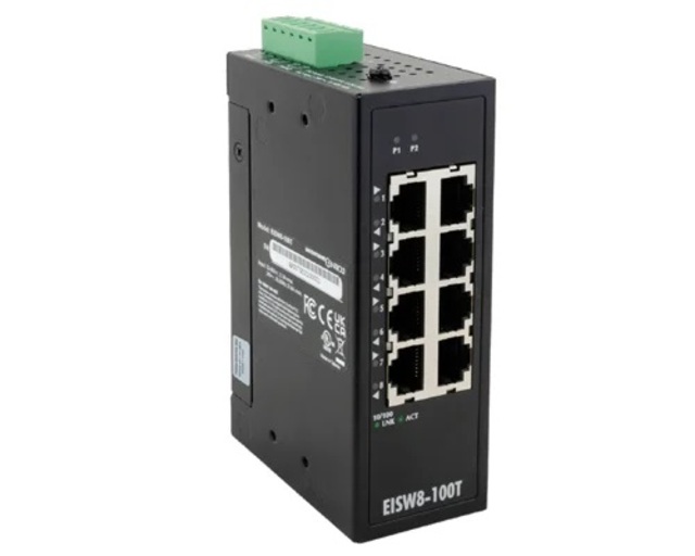 Ethernet Switch, 8x100TX, 24VAC/DC -40C till +75C, DIN, larmkontakt 