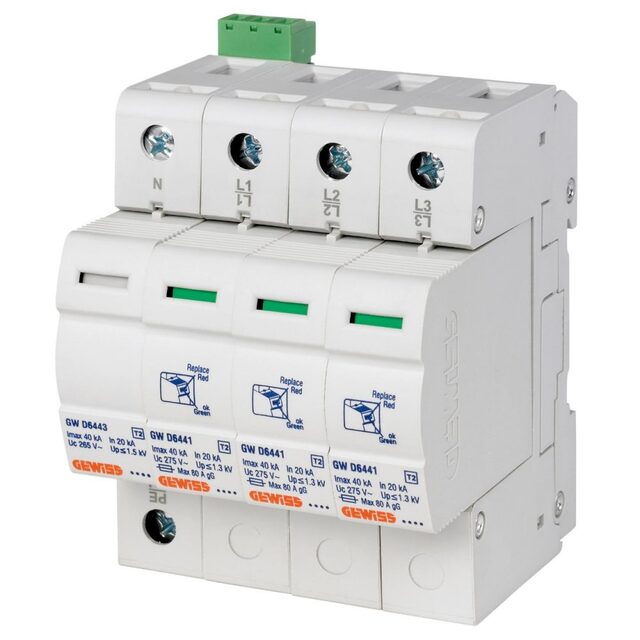 Överspänningsskydd typ 2 med AUX LST - SPD 3P+N 40KA 