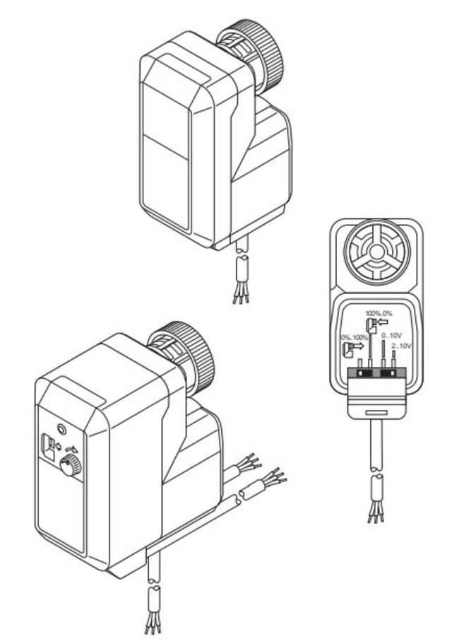 Ställdon, 0-10V, 180N, 1.5M KABEL Manuell styrning 