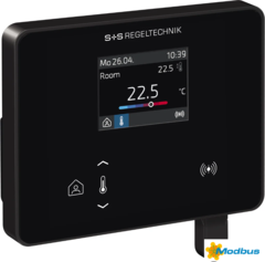 RYM 1432C-RH-MOD LCD Rumsregulator Temp, fukt Modbus SVART