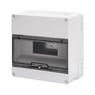 Normkapsling med transparent d&#246;rr 250x250x135, 12 Moduler, IP55, Gr&#229;