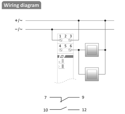 På/av, Un=230V eller 24V AC/DC, I=16A Kontakt 1NC, 1NO, skruvanslutning, 1 mod 