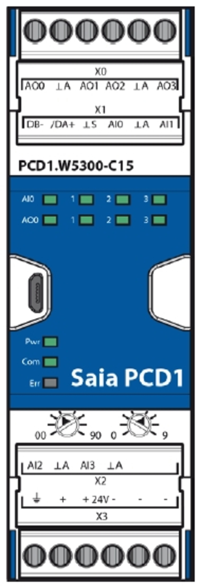 PCD1.W5300-C15 - E-Line Programmerbar 4 Analoga Ingångar, 4 Analoga Utgångar 