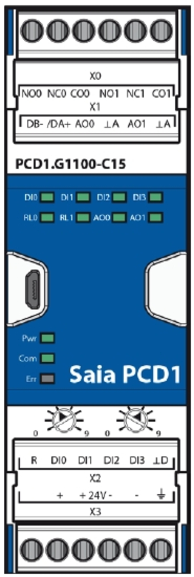 PCD1.G1100-C15 - E-Line Programmerbar 4 Digital In, 2 Digital Ut, 2 Analog Ut 