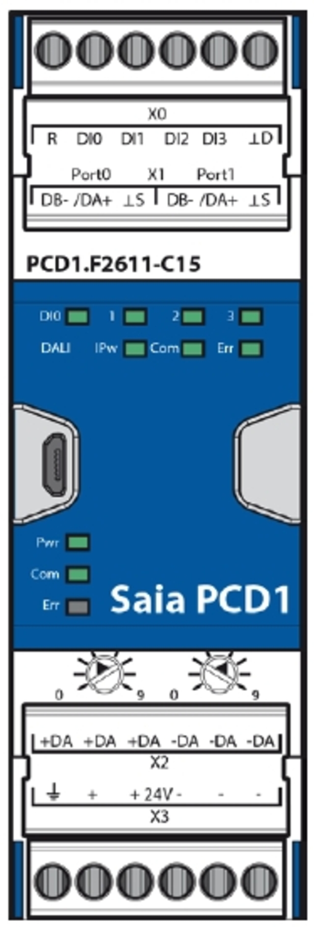 PCD1.F2611-C15 - E-Line Programmerbar 4 Digitala Ingångar, DALI kommunikation 