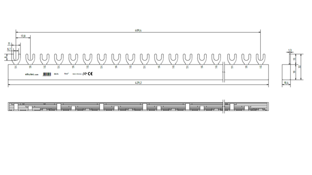 Fördelningsskena 3P 10mm² 24 moduler L1+L2+L3 510.324.101 