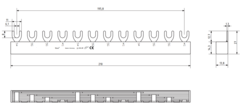 F&#246;rdelningsskena 4P 10mm&#178; 12 moduler L1+L2+L3+N 50M6.412.101 Gaffel