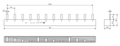 F&#246;rdelningsskena 4P 10mm&#178; 12 moduler PIN L1+L2+L3 60.412.101 PSA/RCBO