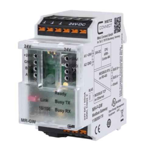 MR-F-GW, Modbus RTU/Modbus TCP Gateway 24VDC, Skruvlösansl., Inbyggd Webserver 